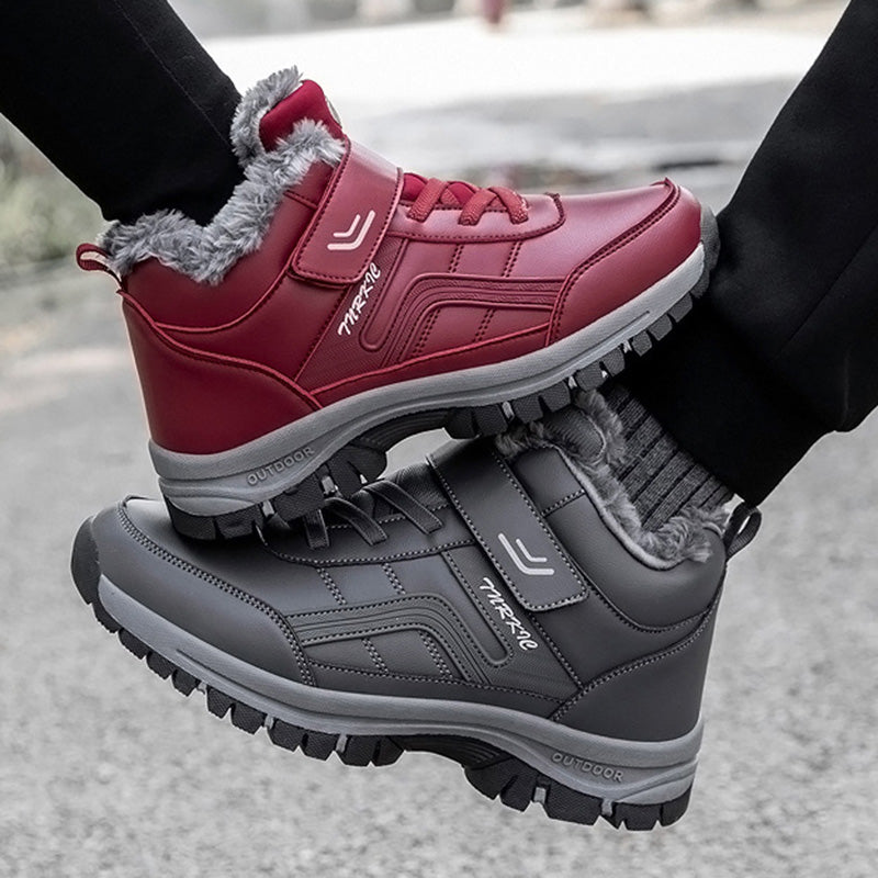Winter Boots Women Men Plush Velcro Snow Hiking Shoes