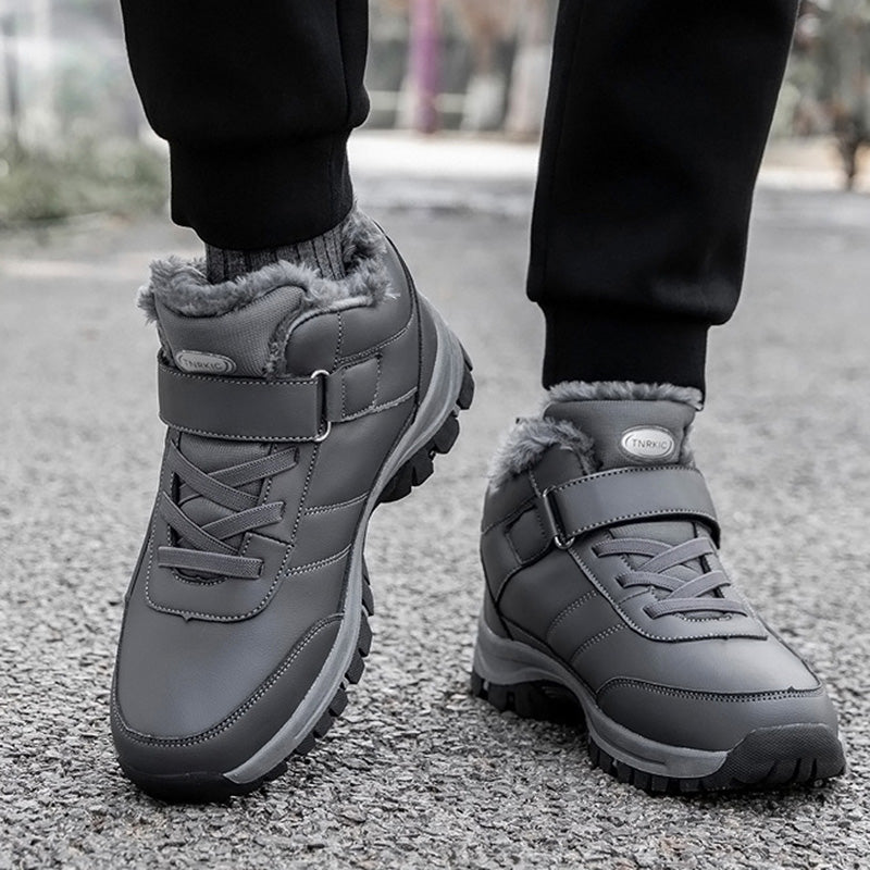 Winter Boots Women Men Plush Velcro Snow Hiking Shoes