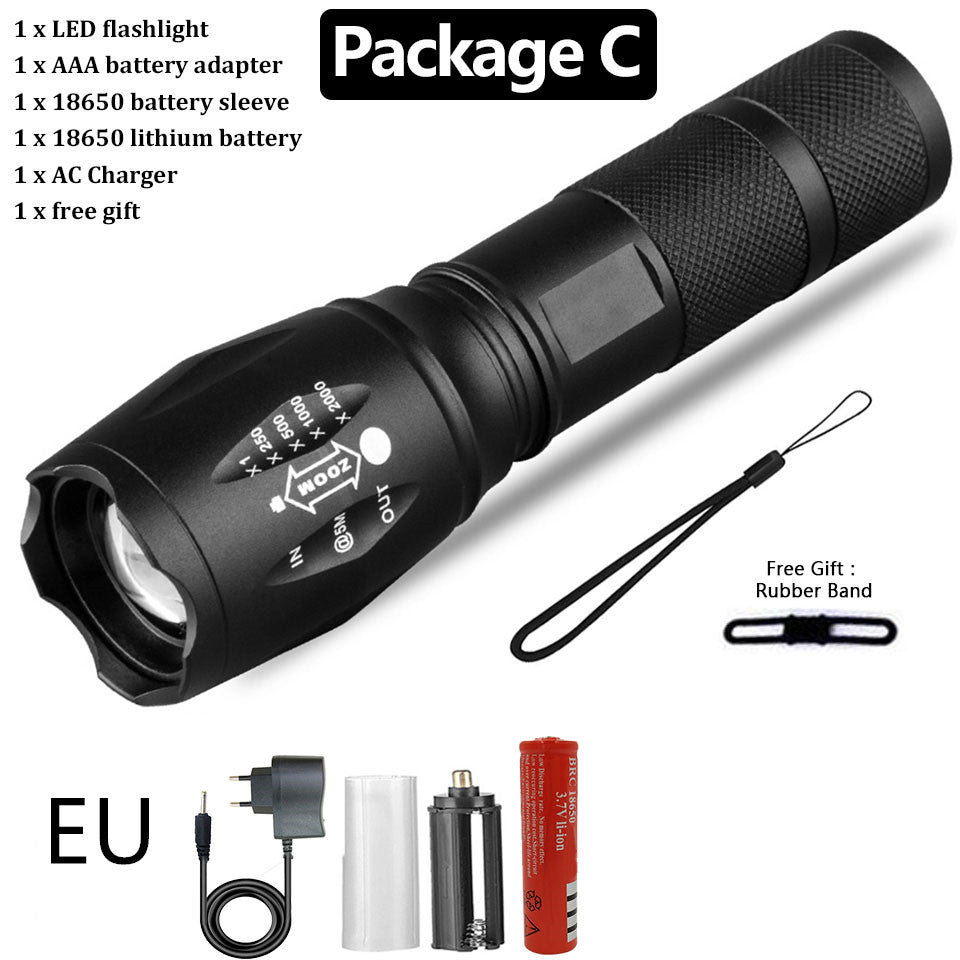 Super Bright Rechargeable Waterproof Tactical Flashlight for Camping