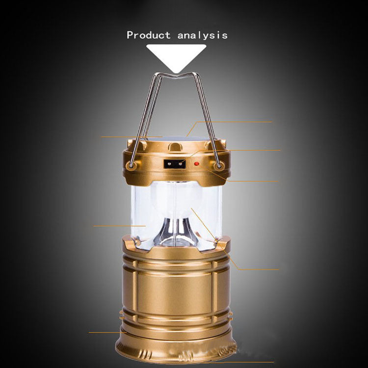 Solar Charging Multifunctional Telescopic Camping Lantern for Outdoor Use