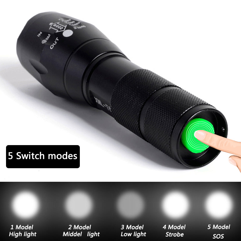 Super Bright Rechargeable Waterproof Tactical Flashlight for Camping