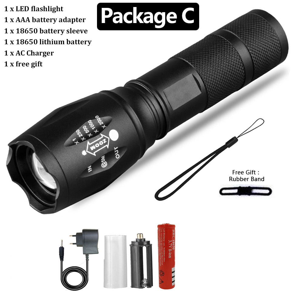 Super Bright Rechargeable Waterproof Tactical Flashlight for Camping