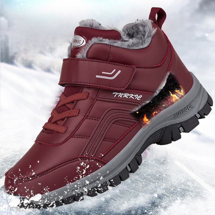 Winter Boots Women Men Plush Velcro Snow Hiking Shoes