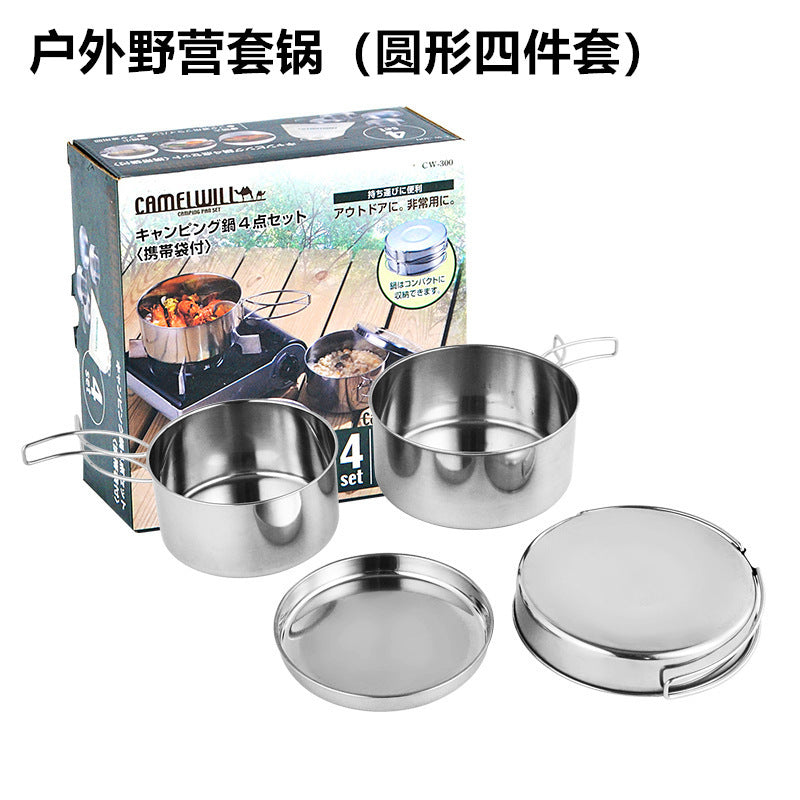 Outdoor Stainless Steel Portable Camping Cookware Set