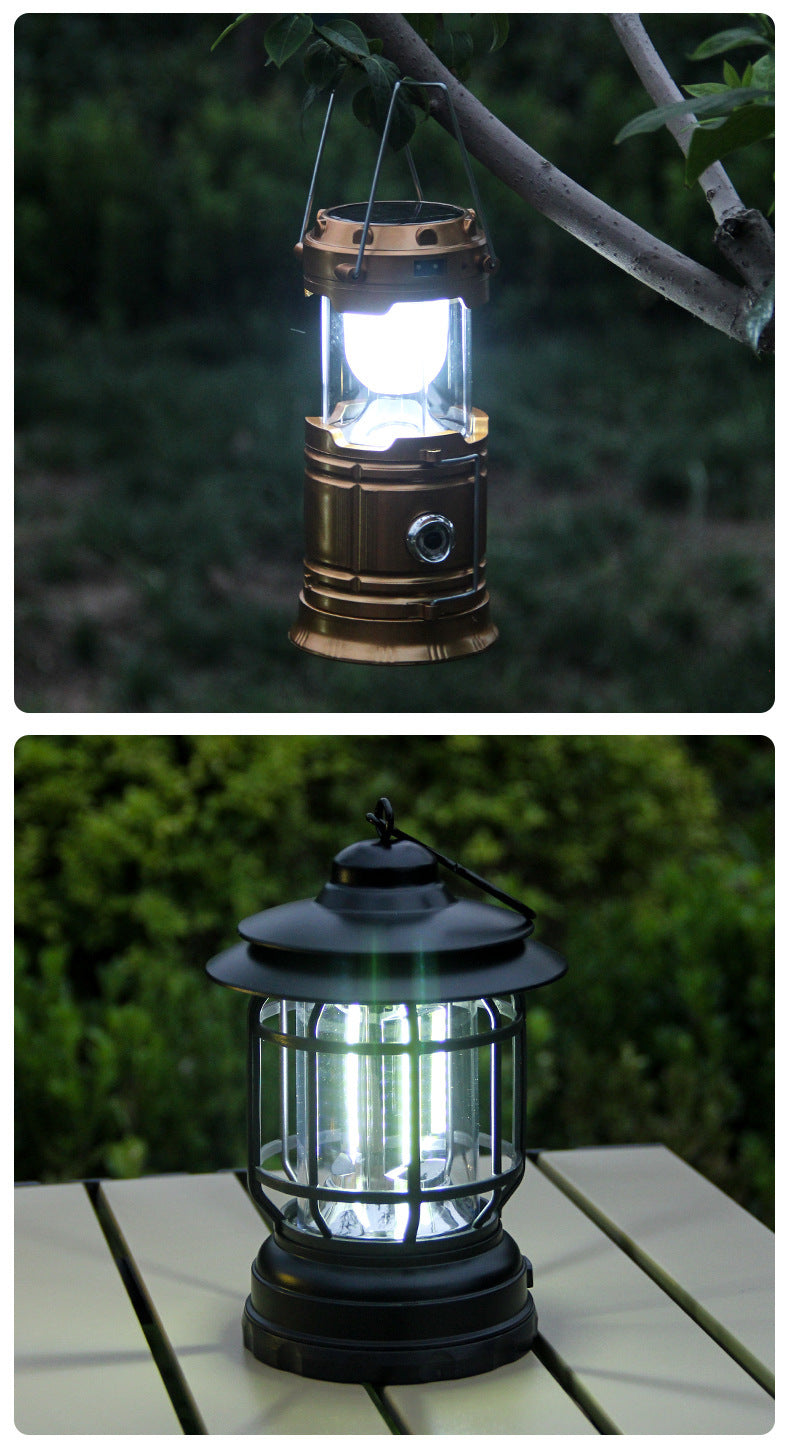 Retro Outdoor Revolving Camping Lantern Rechargeable Portable Lamp