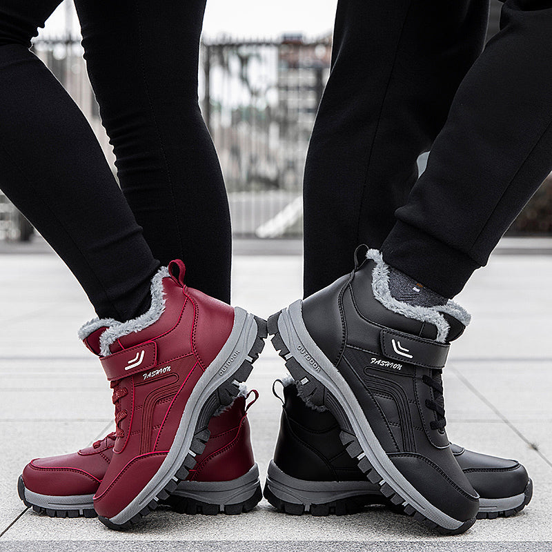 Winter Boots Women Men Plush Velcro Snow Hiking Shoes