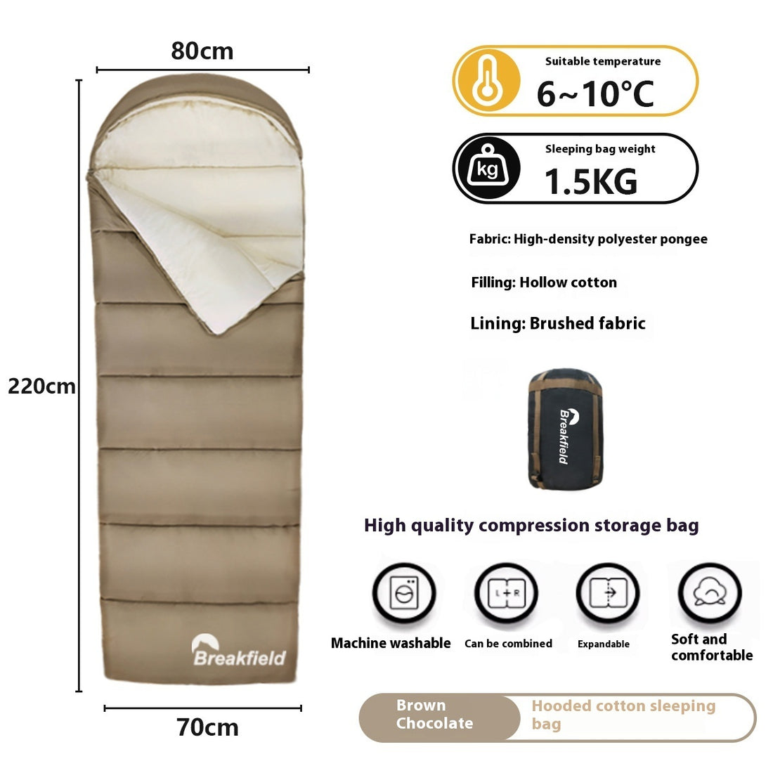 Thickened Waterproof Cotton Sleeping Bag for Outdoor Camping Four Seasons