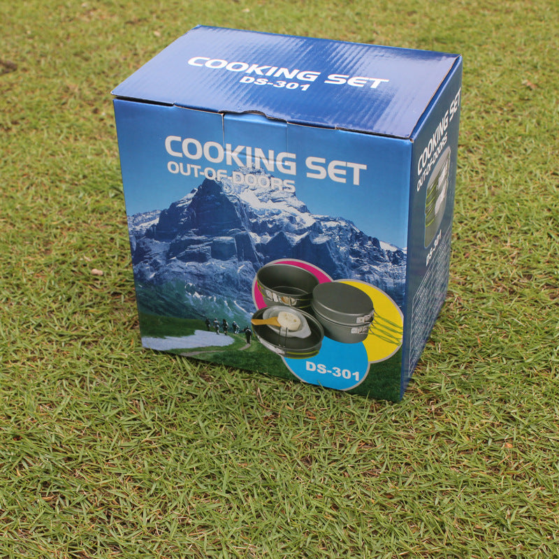 Outdoor Portable Non-Stick Camping Cookware Set for 2–3 Persons
