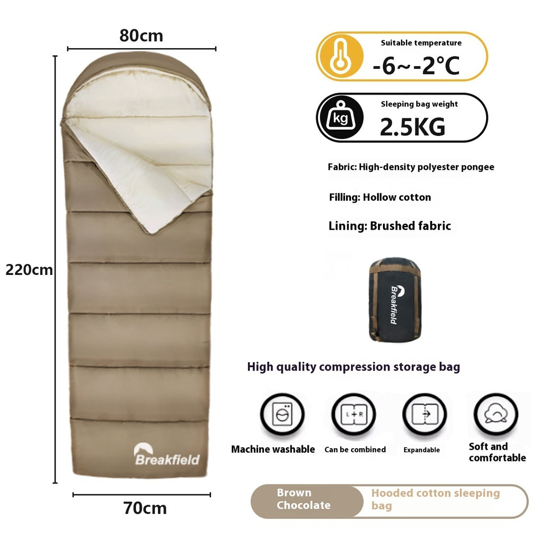 Thickened Waterproof Cotton Sleeping Bag for Outdoor Camping Four Seasons