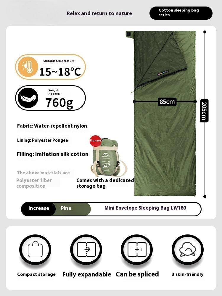 Summer Lightweight Envelope Sleeping Bag for Outdoor Camping and Travel
