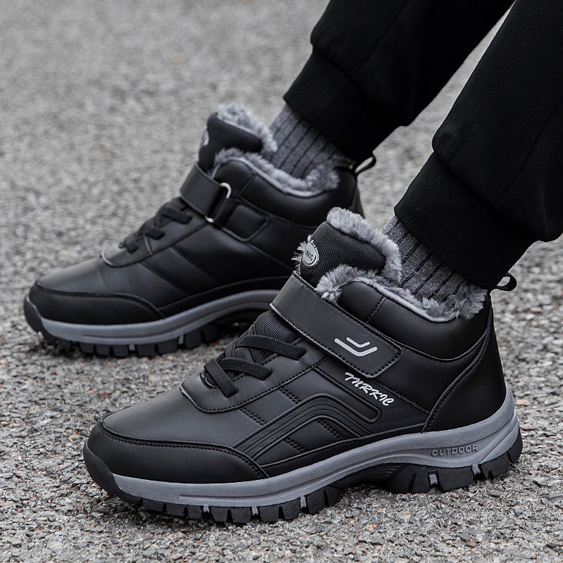 Winter Boots Women Men Plush Velcro Snow Hiking Shoes