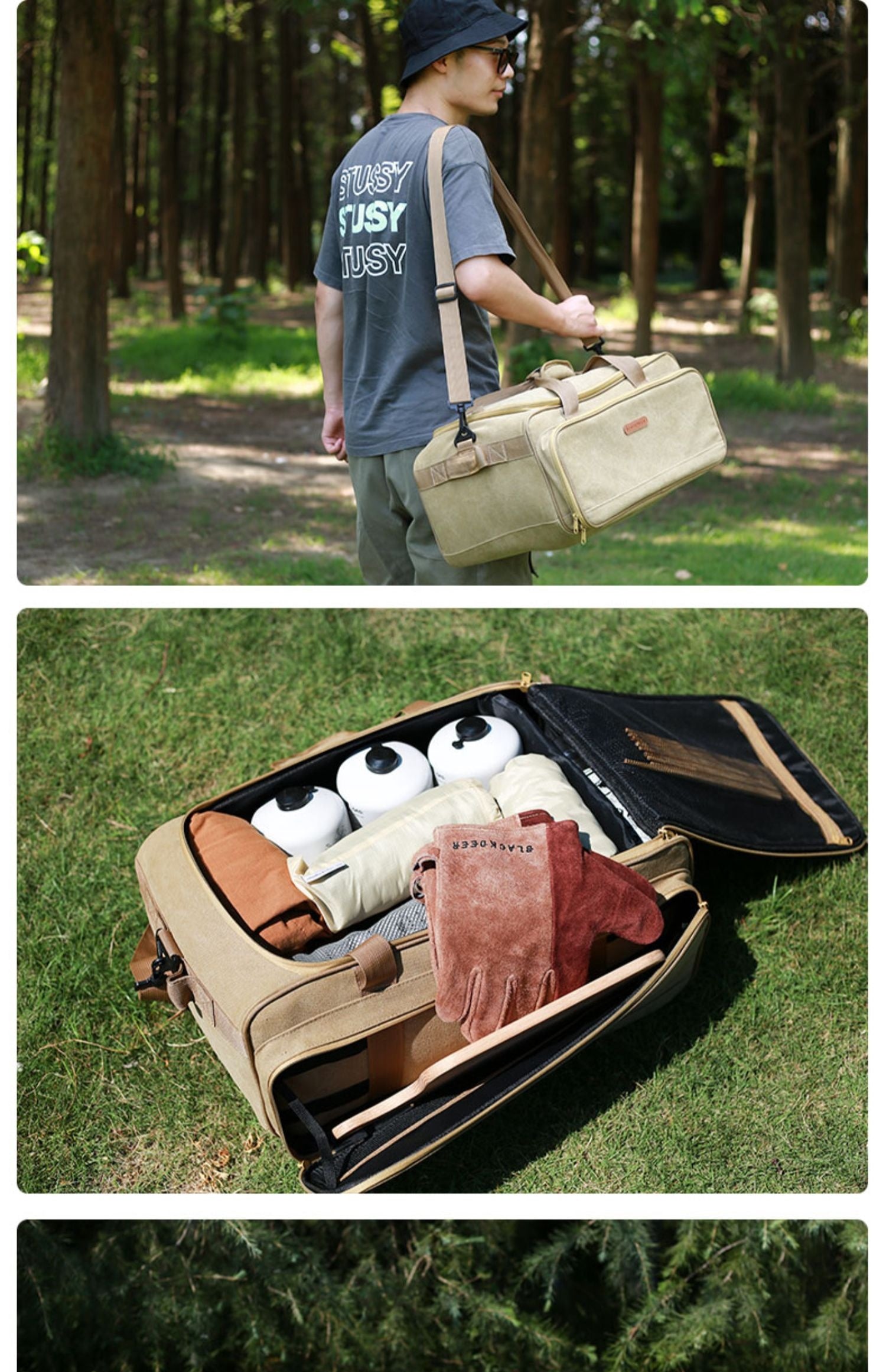 Outdoor Camping Cookware Set with Gas Stove and Tableware Bag