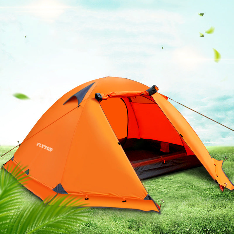 Double Outdoor Camping Tent with Aluminum Poles and Anti-Storm Design