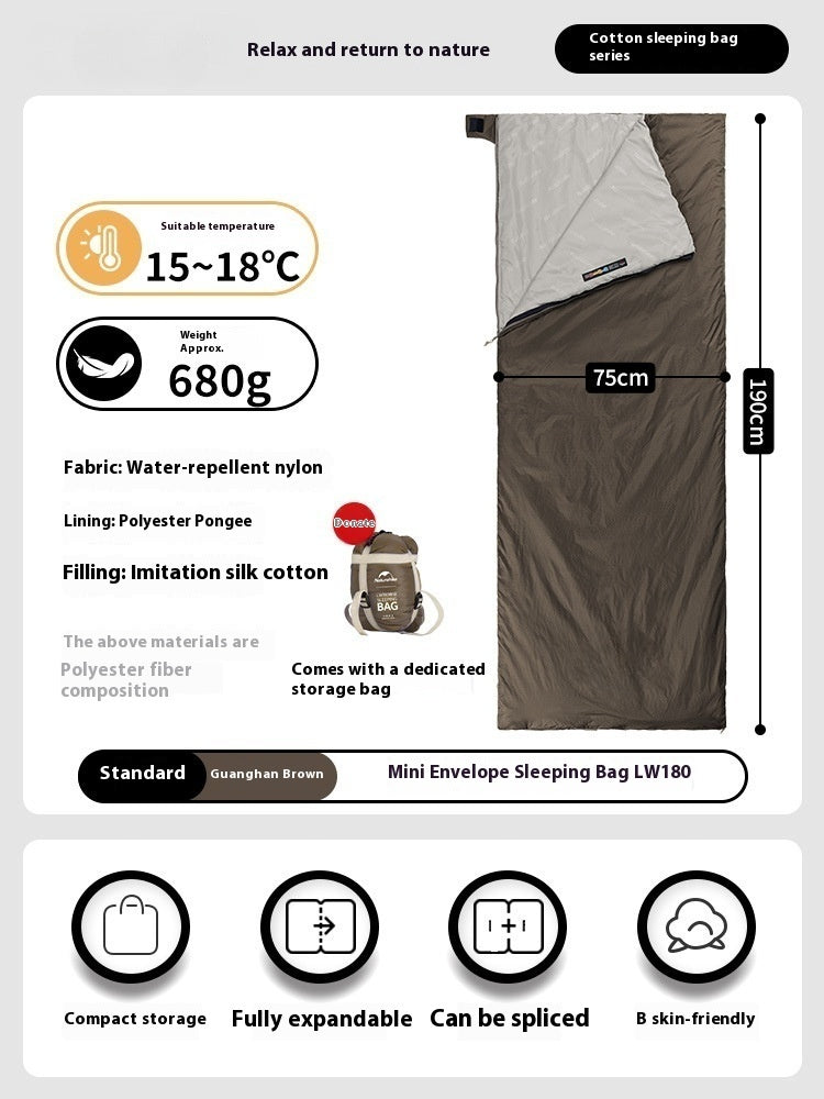 Summer Lightweight Envelope Sleeping Bag for Outdoor Camping and Travel