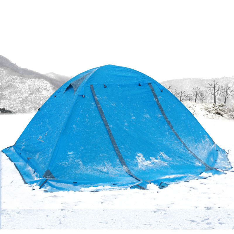 Double Outdoor Camping Tent with Aluminum Poles and Anti-Storm Design