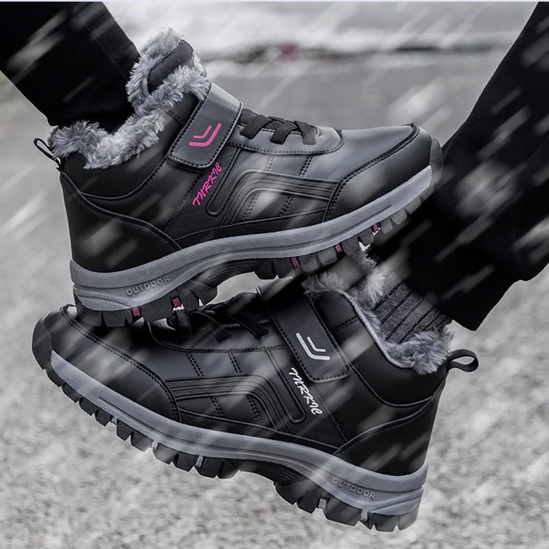 Winter Boots Women Men Plush Velcro Snow Hiking Shoes