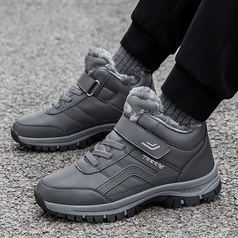 Winter Boots Women Men Plush Velcro Snow Hiking Shoes