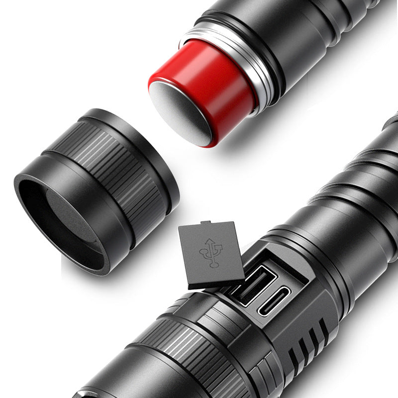 USB Charging Zoom Electric Display Camping Portable Flashlight
