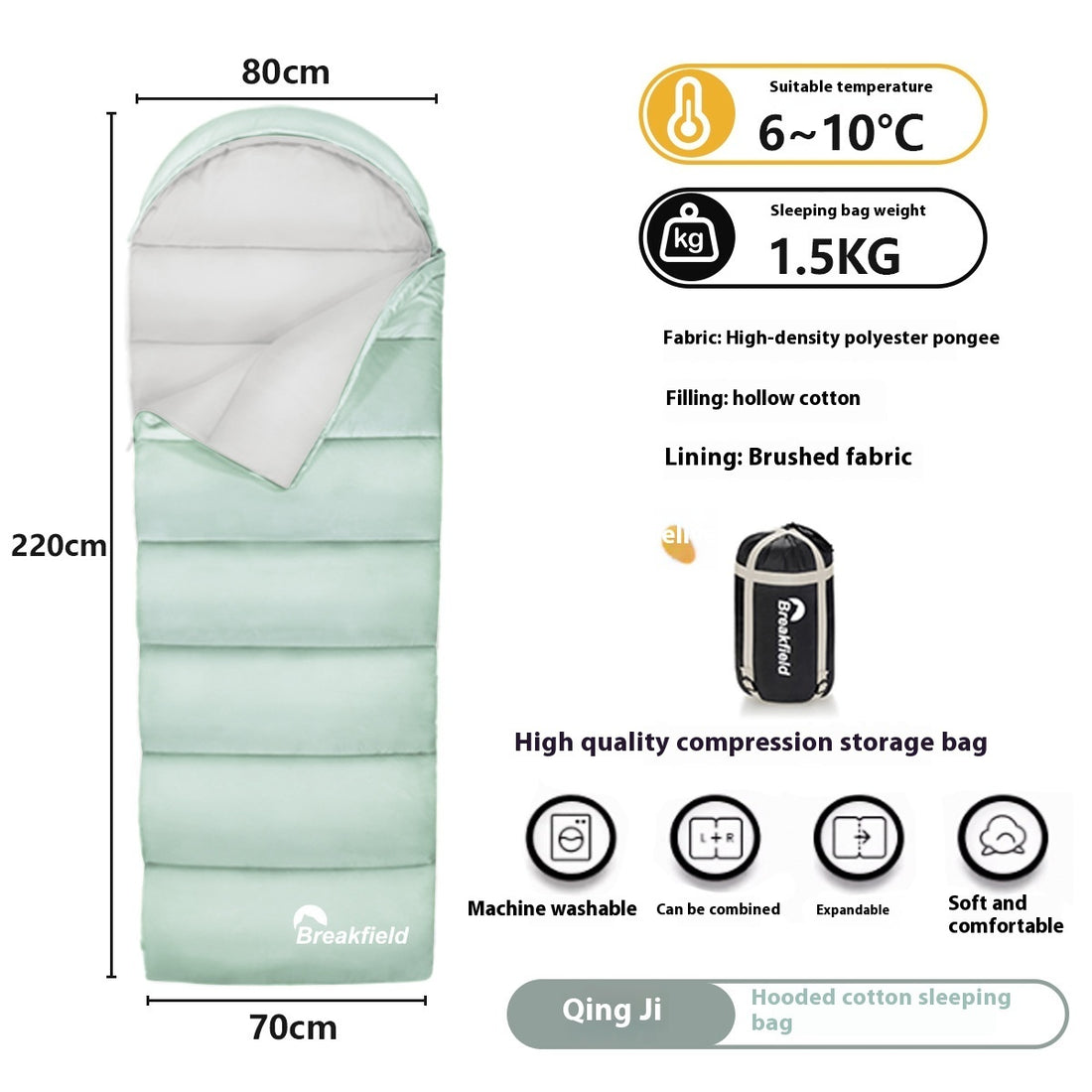 Thickened Waterproof Cotton Sleeping Bag for Outdoor Camping Four Seasons