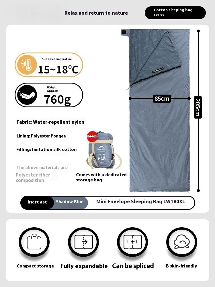 Summer Lightweight Envelope Sleeping Bag for Outdoor Camping and Travel