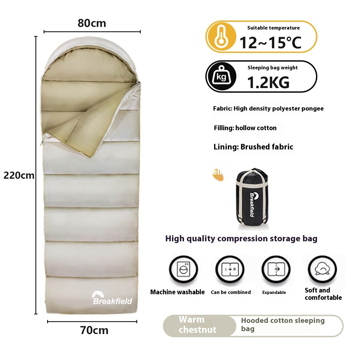 Thickened Waterproof Cotton Sleeping Bag for Outdoor Camping Four Seasons
