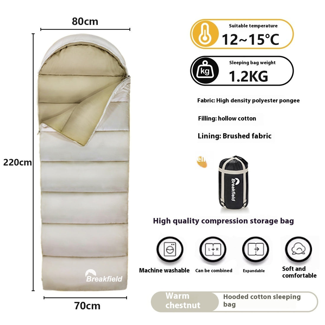 Thickened Waterproof Cotton Sleeping Bag for Outdoor Camping Four Seasons