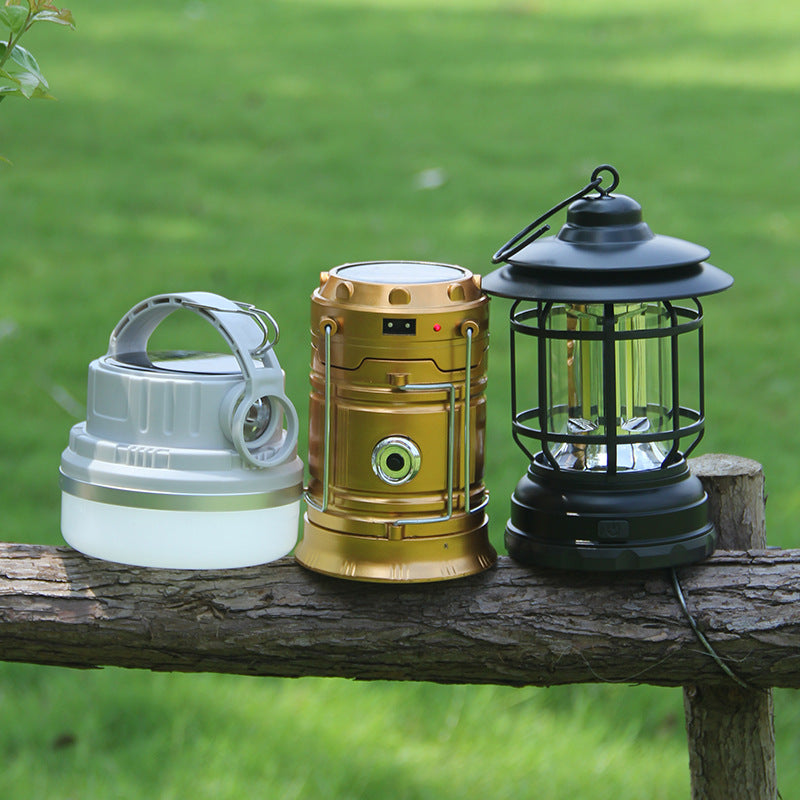 Retro Outdoor Revolving Camping Lantern Rechargeable Portable Lamp