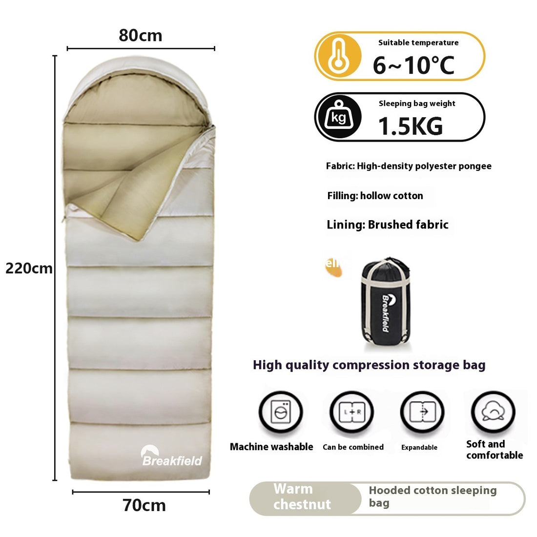 Thickened Waterproof Cotton Sleeping Bag for Outdoor Camping Four Seasons